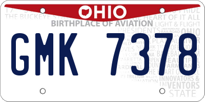 OH license plate GMK7378