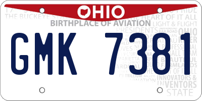 OH license plate GMK7381