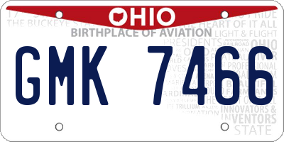 OH license plate GMK7466