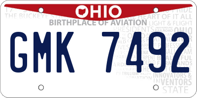 OH license plate GMK7492