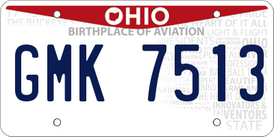 OH license plate GMK7513