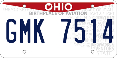 OH license plate GMK7514