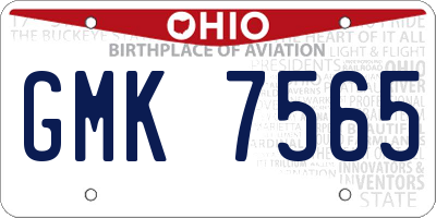 OH license plate GMK7565