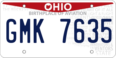 OH license plate GMK7635