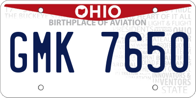 OH license plate GMK7650
