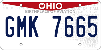 OH license plate GMK7665