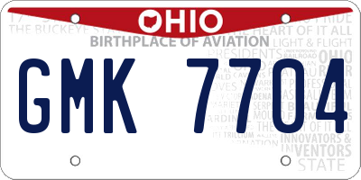 OH license plate GMK7704