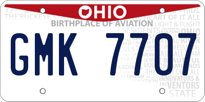 OH license plate GMK7707