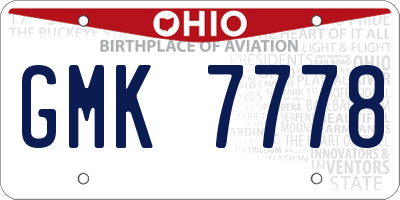 OH license plate GMK7778