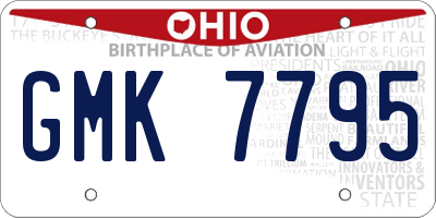 OH license plate GMK7795