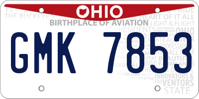 OH license plate GMK7853