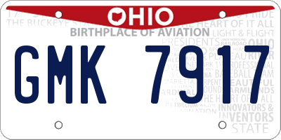 OH license plate GMK7917