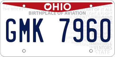 OH license plate GMK7960