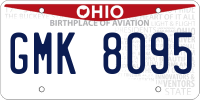 OH license plate GMK8095