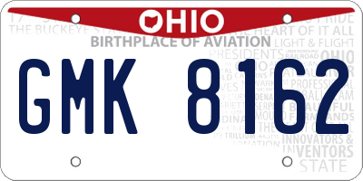 OH license plate GMK8162