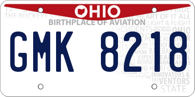 OH license plate GMK8218