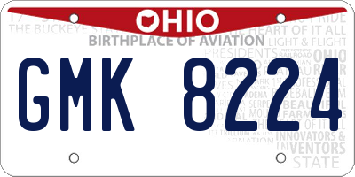 OH license plate GMK8224