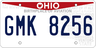 OH license plate GMK8256