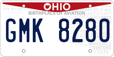 OH license plate GMK8280