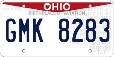 OH license plate GMK8283