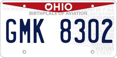OH license plate GMK8302