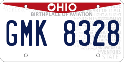 OH license plate GMK8328