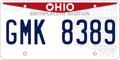 OH license plate GMK8389