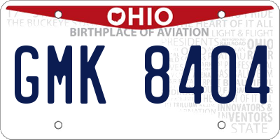 OH license plate GMK8404