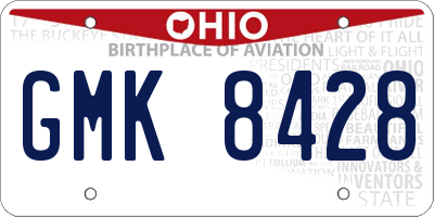 OH license plate GMK8428