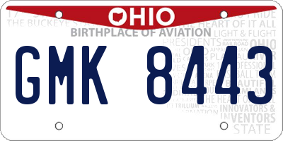OH license plate GMK8443