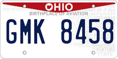 OH license plate GMK8458