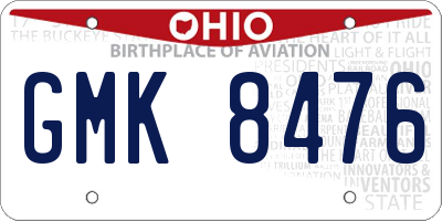 OH license plate GMK8476
