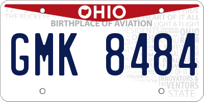 OH license plate GMK8484