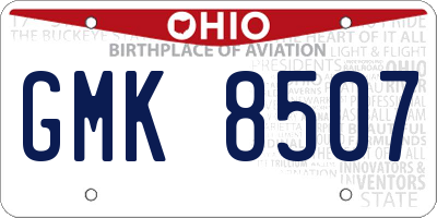 OH license plate GMK8507