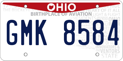 OH license plate GMK8584