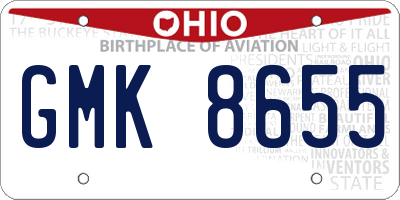 OH license plate GMK8655