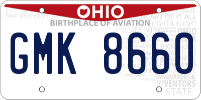 OH license plate GMK8660