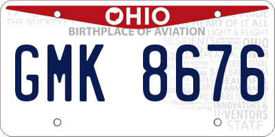OH license plate GMK8676