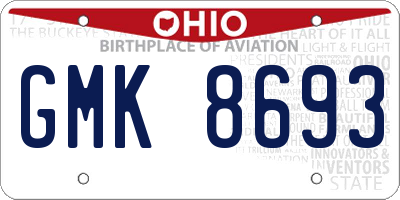 OH license plate GMK8693