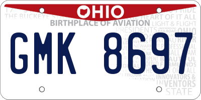 OH license plate GMK8697