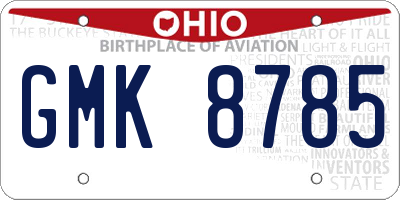 OH license plate GMK8785