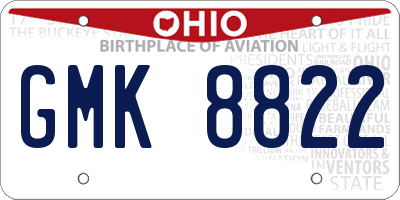 OH license plate GMK8822