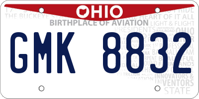 OH license plate GMK8832