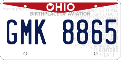 OH license plate GMK8865