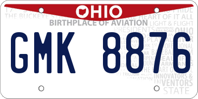 OH license plate GMK8876