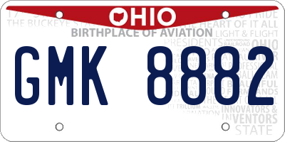 OH license plate GMK8882