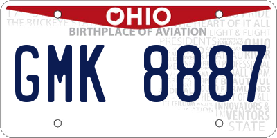 OH license plate GMK8887