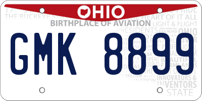 OH license plate GMK8899