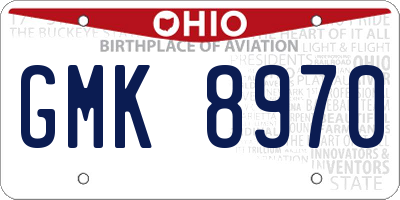 OH license plate GMK8970