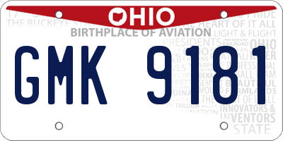 OH license plate GMK9181
